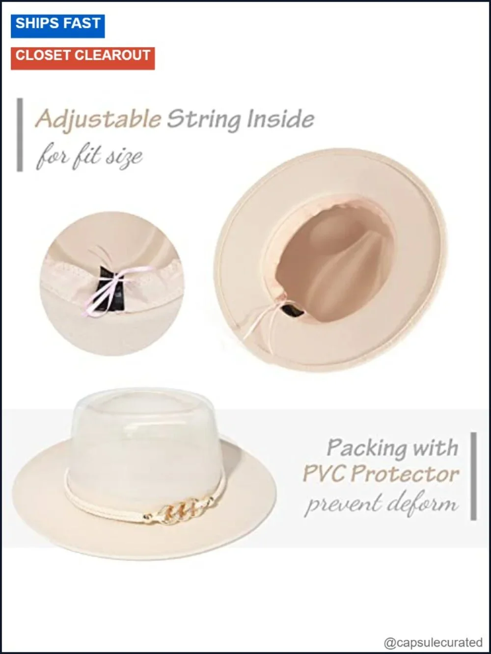 Wide Brim Fedora Hat with Belt Buckle Pork Pie Hat Unisex Trilby, Adjustable